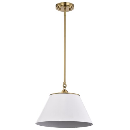 Nuvo Dover 1-Light Medium Pendant - White with Vintage Brass 60/7412